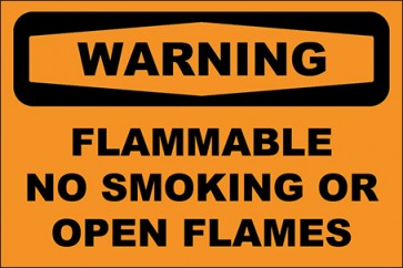 Hinweisschild Flammable No Smoking Or Open Flames · Warning | selbstklebend