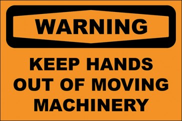 Hinweisschild Keep Hands Out Of Moving Machinery · Warning | selbstklebend