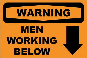 Hinweisschild Men Working Below · Warning