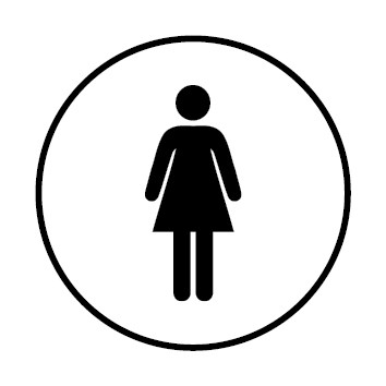 WC Toiletten Schild | Damen | rund · weiß · selbstklebend