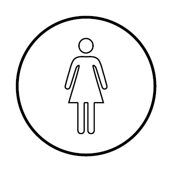 WC Toiletten Aufkleber | Damen outline | rund · weiß