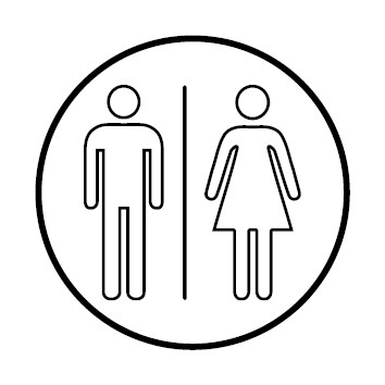 WC Toiletten Aufkleber | Herren · Damen outline | rund · weiß