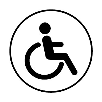 WC Toiletten Aufkleber | behindertengerecht · Rollstuhl  | rund · weiß
