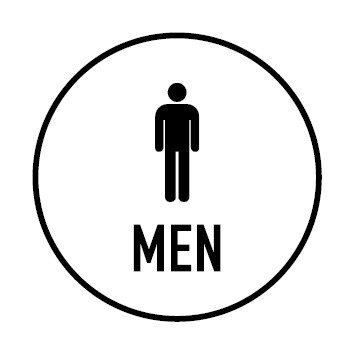 WC Toiletten Schild | Piktogramm Men | rund · weiß · selbstklebend