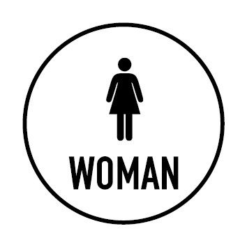 WC Toiletten Schild | Piktogramm Woman | rund · weiß · selbstklebend