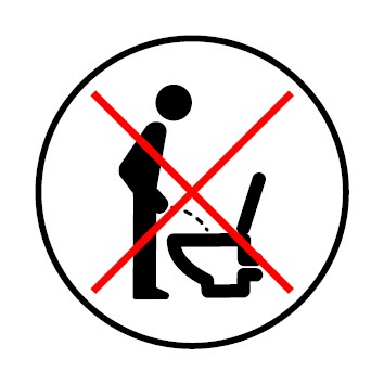 WC Toiletten Aufkleber Im Stehen pinkeln verboten | rund · weiß | stark haftend