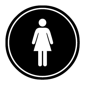 WC Toiletten Aufkleber Damen | rund · schwarz | stark haftend