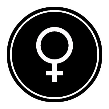 WC Toiletten Magnetschild | Symbol Frau | rund · schwarz