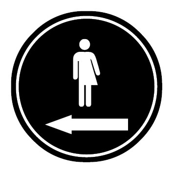 WC Toiletten Aufkleber | Piktogramm Transgender Pfeil links | rund · schwarz