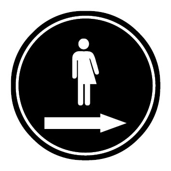WC Toiletten Magnetschild | Piktogramm Transgender Pfeil rechts | rund · schwarz
