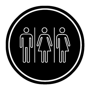 WC Toiletten Aufkleber | Herren · Damen · Transgender outline | rund · schwarz