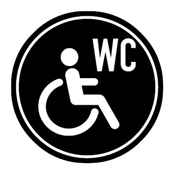 WC Toiletten Aufkleber Rollstuhl · Behinderten WC | rund · schwarz | stark haftend