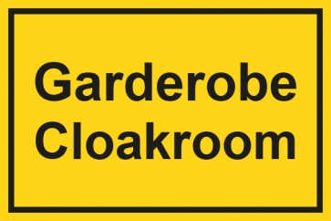 Garderobenschild Garderobe · Cloackroom · gelb