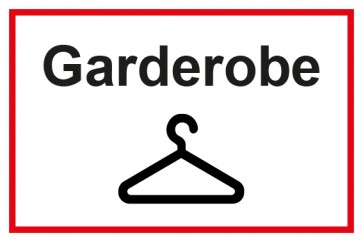 Garderobenschild Garderobe mit Bild · weiß - rot · Magnetschild