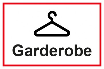 Garderobenschild Garderobe mit Bild · weiß - rot