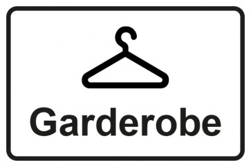Garderobenschild Garderobe mit Bild · weiss - schwarz · Magnetschild