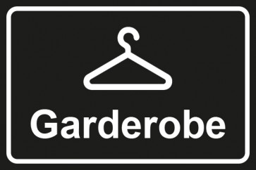 Garderobenschild Garderobe mit Bild · schwarz - weiß · Magnetschild