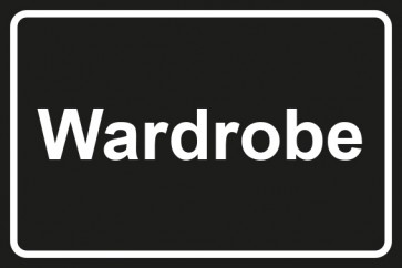 Garderobenschild Wardrobe · schwarz - weiß · Magnetschild