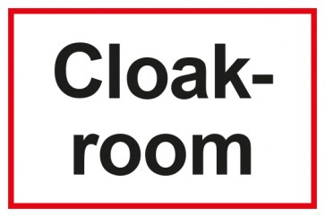 Garderobenschild Cloackroom · weiß - rot · selbstklebend