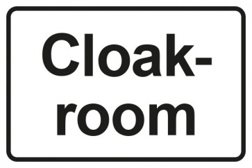 Garderobenschild Cloackroom · weiss - schwarz · selbstklebend