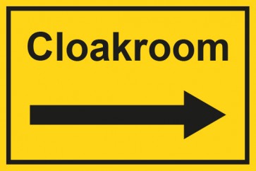 Garderobenschild Cloakroom Pfeil rechts · gelb · Magnetschild