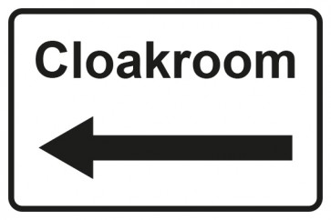 Garderobenschild Cloackroom Pfeil links · weiss - schwarz