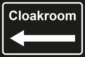 Garderobenschild Cloackroom Pfeil links · schwarz - weiß