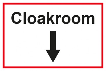 Garderobenaufkleber Cloackroom Pfeil unten · weiß - rot | stark haftend