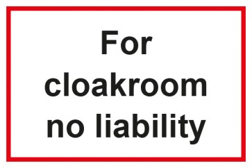 Garderobenschild For cloackroom no liability · weiß - rot · Magnetschild
