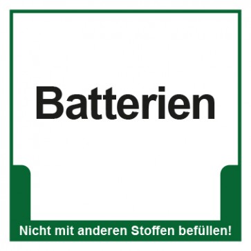 Schild Mülltrennung Batterien | selbstklebend