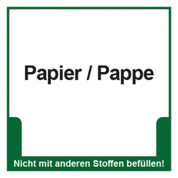 Schild Mülltrennung Papier - Pappe | selbstklebend