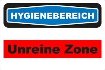Hinweis-Aufkleber Hygienebereich Unreine Zone rot