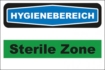 Hinweisschild Hygienebereich Sterile Zone grün
