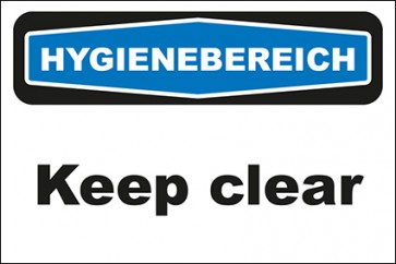 Hinweis-Aufkleber Hygienebereich Keep clear | stark haftend