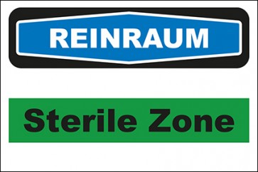 Hinweisschild Reinraum Sterile Zone grün · selbstklebend