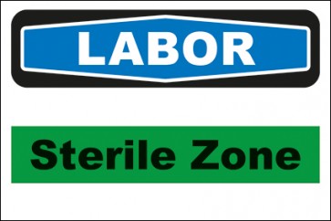 Hinweis-Aufkleber Labor Sterile Zone grün