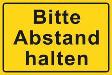 Hinweis-Schild  Bitte Abstand halten quer | gelb · schwarz · MAGNETSCHILD
