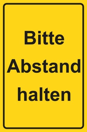 Hinweis-Schild Bitte Abstand halten hoch | gelb · schwarz