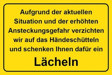 Hinweis-Schild Kein Händeschütteln | gelb · schwarz · MAGNETSCHILD