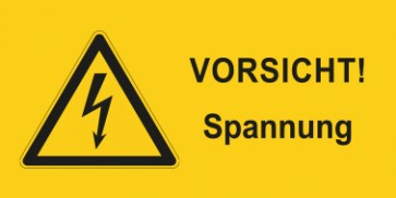 Warnhinweis Schild Elektrotechnik Vorsicht Spannung · mit Warnzeichen