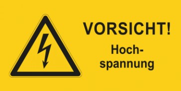 Warnhinweis Aufkleber Elektrotechnik Vorsicht Hochspannung · mit Warnzeichen