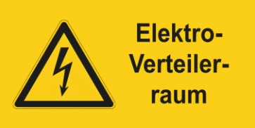 Warnhinweis Aufkleber Elektrotechnik Elektro-Verteilerraum · mit Warnzeichen | stark haftend