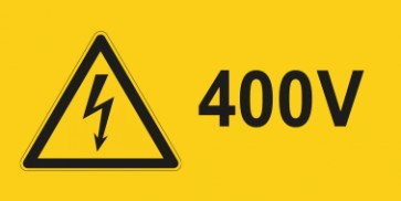 Warnhinweis Aufkleber Elektrotechnik 400V · mit Warnzeichen | stark haftend
