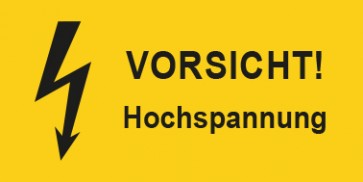 Warnhinweis Schild Elektrotechnik Vorsicht Hochspannung · mit Blitz Symbol