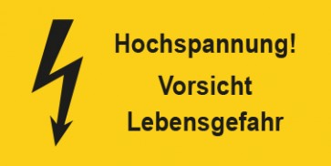 Warnhinweis Schild Elektrotechnik Hochspannung Vorsicht Lebensgefahr · mit Blitz Symbol