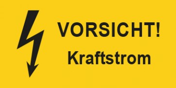 Warnhinweis Schild Elektrotechnik Vorsicht Kraftstrom · mit Blitz Symbol