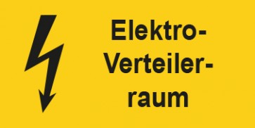 Warnhinweis Aufkleber Elektrotechnik Elektro-Verteilerraum · mit Blitz Symbol