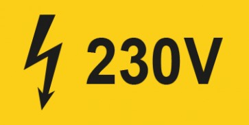 Warnschild Elektrotechnik 230V · mit Blitz Symbol selbstklebend