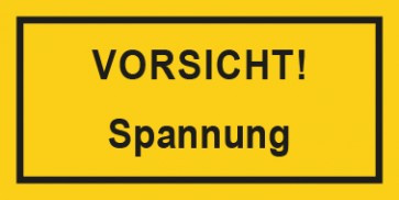 Warnhinweis Schild Elektrotechnik Vorsicht Spannung · mit Rahmen