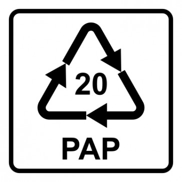 Schild Recycling Code 20 · PAP · Wellpappe | viereckig · weiß